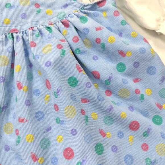 Vintage Healthtex Dress Girls Sz 18m Blue Pinafore Jumper Corduroy Outfit 80s - Picture 3 of 4